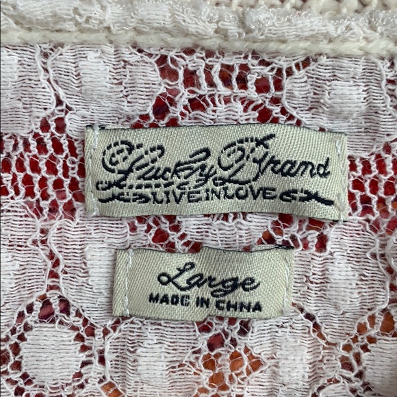 Lucky Brand Ivory Lacy Cardigan, Open Front Cardigan Sweater, Boho Cardigan - Picture 2 of 12